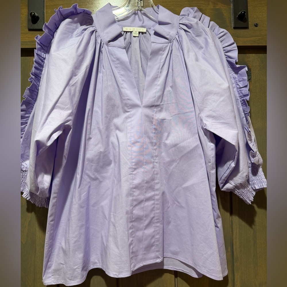 Karlie Light Purple 3/4 sleeve Ruffle Detail Blouse